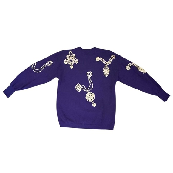 Escada by Margaretha Ley Vintage Purple Wool Sweater w/ Gold Embroidery Size 38 - Picture 7 of 15